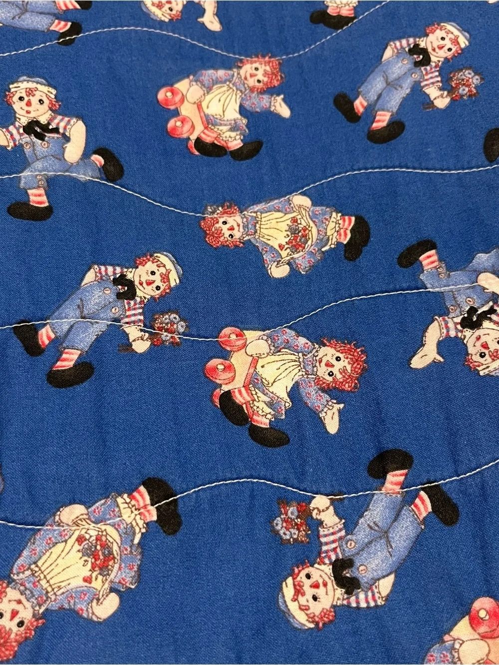Vintage Raggedy Ann, Raggedy Andy quilted tote